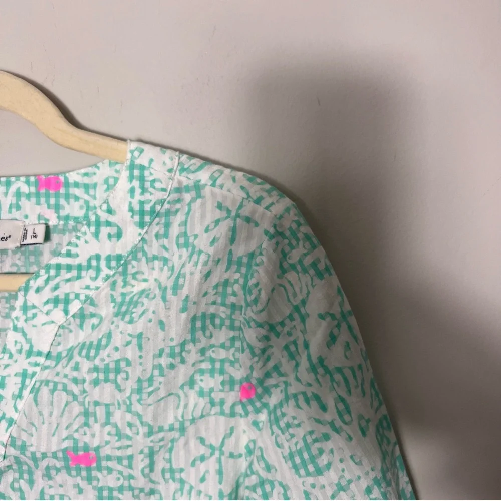 Vineyard Vines Girls Cotton Fish Print Tunic Beach Cover Up Top Size Large